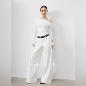 White wide leg pants